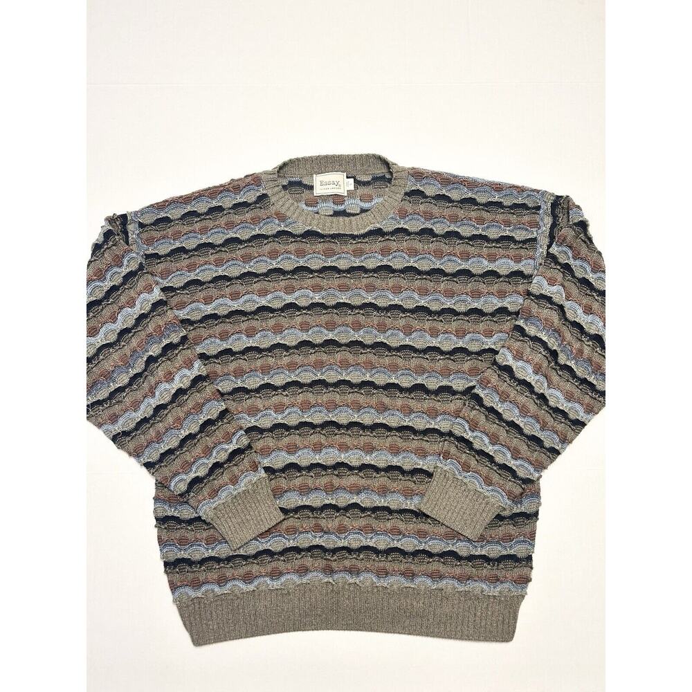 Essay Linda Larson Sweater Mens Large Vintage 3D Knit 90s Y2K Grunge